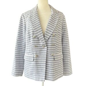 J. Jill Striped Modern Spectator Double Breasted Blazer‎ Jacket Women's S Petite